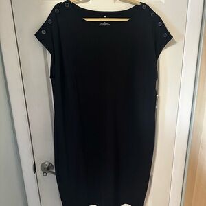 Talbots Elegant Black Mini Dress with Shoulder Details